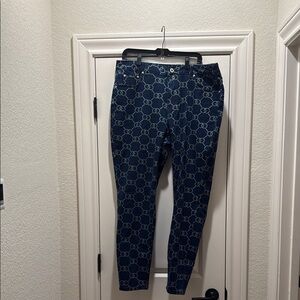 Ashley Stewart Blue Patterned Jeans